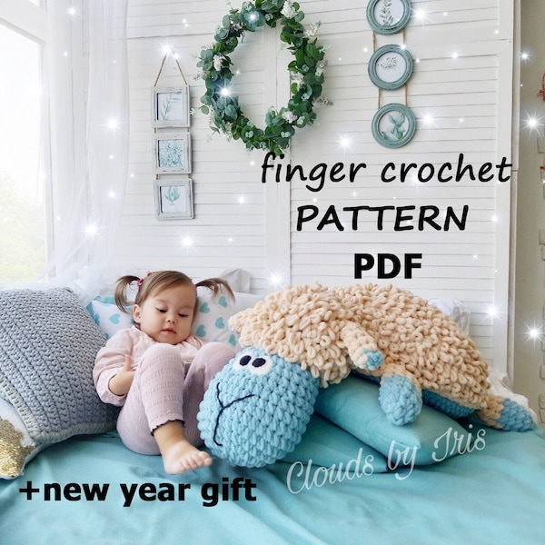 Wzór szydełkowy na palec | dywanik dla dziecka jagnięcina Sven | przędza pętelkowa | Boże Narodzenie