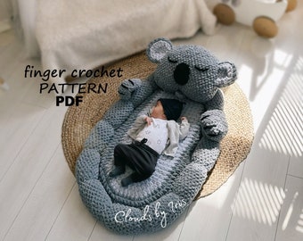 Finger Crochet pattern baby bed “Koala” | loop yarn | PDF | Black Friday