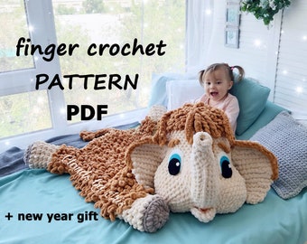 Finger Crochet mat/pillow pattern “Mammoth Tim” | loop yarn | PDF | Black Friday