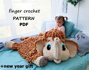 Finger Crochet mat/pillow pattern “Mammoth Tim” | loop yarn | PDF | Black Friday