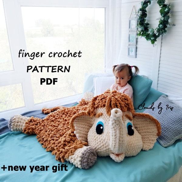 Finger Crochet mat/pillow pattern “Mammoth Tim” | loop yarn | PDF | Black Friday