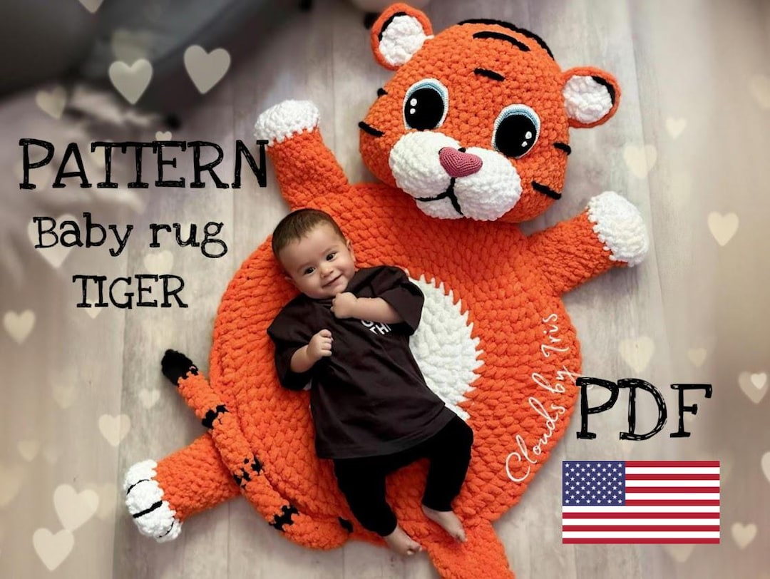Baby Rug TIGER | Finger Crochet PATTERN | Making With LOOP Yarn - Etsy