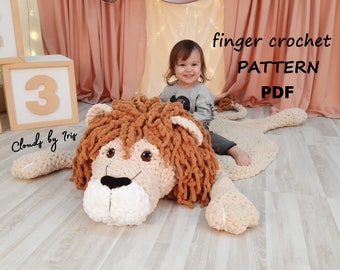 Lion Rug Pattern | Finger Crochet pattern | PDF | loop yarn | Black Friday