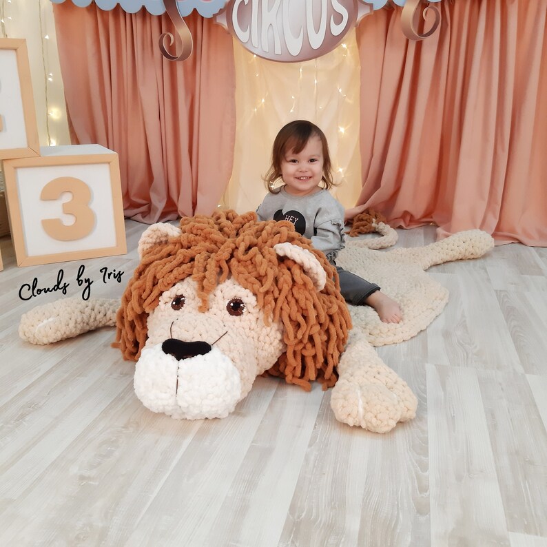 Lion baby rug PDF file Finger Crochet Pattern idea for gift lion king Christmas image 5