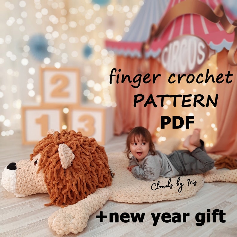 Lion baby rug | PDF file | Finger Crochet Pattern | idea for gift | lion king | Christmas 