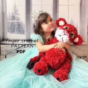 Plush toy tiger Tima | Finger Crochet Pattern | loop yarn | Amigurumi tiger