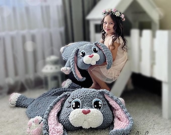 2in1 Baby mat and pillow “Bunny” | Finger crochet pattern | PDF | baby room decor | alize puffy | bernat alize | baby photo props | baby mat