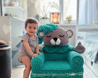 Finger Crochet pattern baby armchair “Bear” | loop yarn | PDF | hand crochet