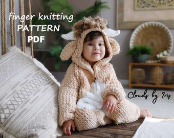 Kigurumi Bull Pattern | Finger knitting Pattern | PDF |