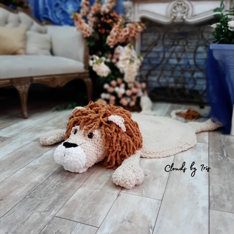 Lion baby rug PDF file Finger Crochet Pattern idea for gift lion king Christmas image 8