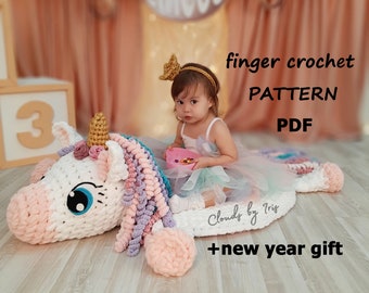 Finger Crochet Pattern, Mia Unicorn | gift idea | loop yarn | Black Friday