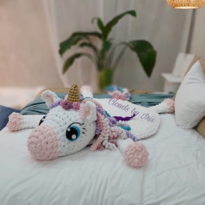 Plush baby rug Mia Unicorn Finger Crochet Pattern PDF baby room decor alize puffy bernat alize baby photo props baby mat image 10