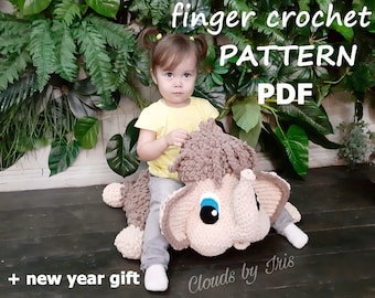 Mammoth Tim Rug/Pillow Crochet Pattern | Finger Loop Yarn (PDF)