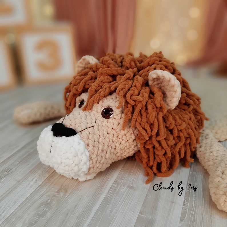 Lion baby rug PDF file Finger Crochet Pattern idea for gift lion king Christmas image 3