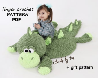 Dino Rug Pattern | Finger Crochet pattern | PDF | loop yarn |