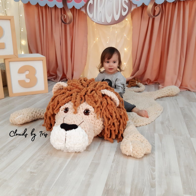 Lion baby rug PDF file Finger Crochet Pattern idea for gift lion king Christmas image 7