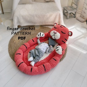 Finger Crochet pattern - baby bed “Tiger” | loop yarn | PDF | Black Friday