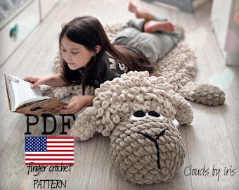 Sheep Rug Crochet Pattern, DIY Kids Room Decor (PDF Pattern)