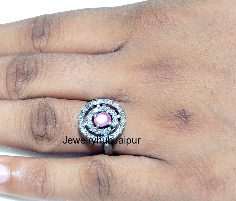 Details about / Diamond Ring Natural Rose Cut Diamond /& 925 Sterling Silver Handmade Jewelry