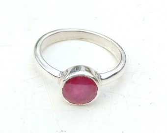 Round Cut Ruby Ring 925 Sterling Silver Ring Handmade Silver Ring Gift For Girls Ring Birthday Gift Ring Silver With Ruby Ring Gift For Her