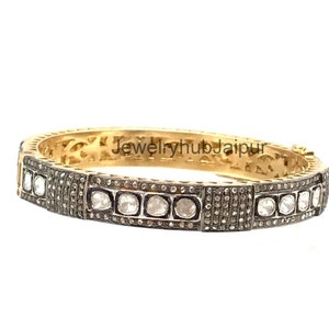 Diamond Polki Bangle Rose Cut Diamond Bangle 14 k Gold 925 Sterling Silver Bangle Vintage Anniversary Gift For Wife Bangle Bracelet