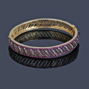 Vintage Diamond Bangle Victorian Diamond Women&#39;s Jewelry Ruby Wedding Bangle 925 Sterling Silver & Gold Bridal Jewelry Anniversary Gifts