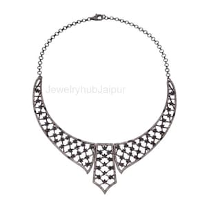 Victorian Diamond Necklace 925 Sterling Silver Necklace Anniversary Gift Necklace Jewelry Promise Gift For Wife Necklace Diamond Jewelry