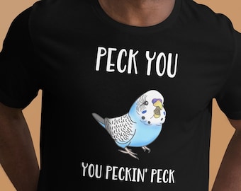 Blue Budgie T-shirt: Funny Parrot Lover Birb Meme Tee