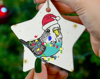 Blue Budgie Ornament, Budgerigar Keepsake