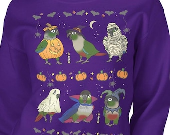 Green Cheeked Conure Ugly Halloween Sweatshirt: Funny Parrot clothes