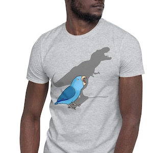 Maglietta con pappagallo blu T-rex, vestiti divertenti per pappagalli, vestiti con meme di uccelli, idea regalo per proprietari di pappagalli, maglietta per amanti degli uccelli