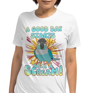 Turquoise Conure T-Shirt: Funny Birb Scream Tee