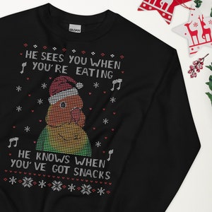 Fischer&#39;s Lovebird Ugly Christmas Sweatshirt: Parrot Lover Gift