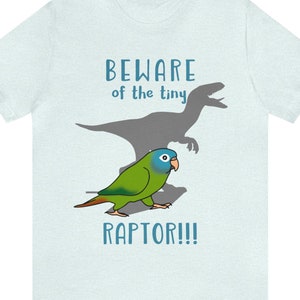 Funny Blue Crowned Conure T-Shirt: Tiny Raptor Parrot Doodle