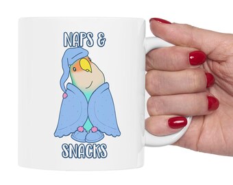 Naps & Snacks Mug: Dutch Blue Lovebird Coffee Cup