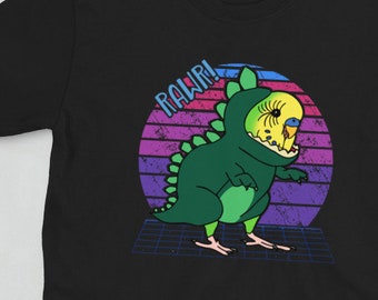 Vaporwave Green Budgie Budgie T-shirt, Parrotlet Clothes, Cute