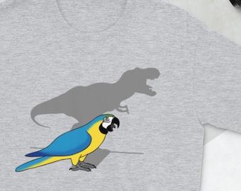 Funny Macaw T-shirt: T-rex Shadow, Birb Meme Apparel
