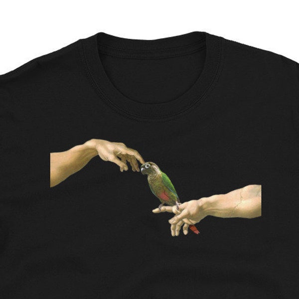 Michelangelo's Green Cheeked Conure T-Shirt, Funny conure Tee, Parrot owner gift idea, Birb memes clothes, Bird lover apparel