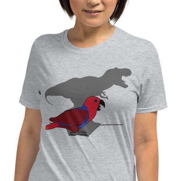 T-rex Female Eclectus T-Shirt, Funny Eclectus vêtements perroquet, Birb mèmes vêtements, Vêtements amoureux des oiseaux, Tee-shirt perroquet dinosaure