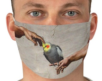 Michelangelo Cockatiel Mask, Cute Parrot Face Mask, Birb memes Fabric mask, Funny Bird owner gift idea mask, creation of birb Mask