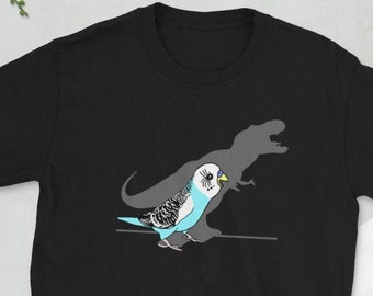 T-rex Budgie T-Shirt, Funny parrot doodle Tee, Birb memes apparel, Budgerigar Parrotlet Clothing, Parakeet clothes