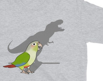 Funny Screaming Parrot Meme T-Shirt - Cute Cockatiel & T-Rex Design, 100% Cotton Tee In Black - View #3
