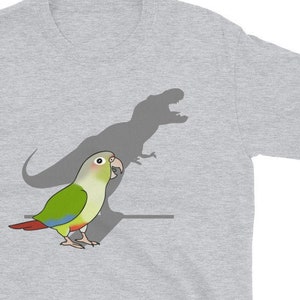 T-rex Shadow Cinnamon Conure T-Shirt: Dinosaur Parrot Apparel