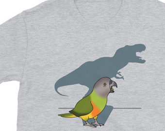 Funny T-rex Senegal Parrot T-Shirt: Birb Dinosaur Meme Apparel