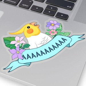 Aesthetic Screaming Cockatiel Sticker, Cute lutino cockatiel Kiss-Cut Sticker, Funny cockatiel owner gift idea