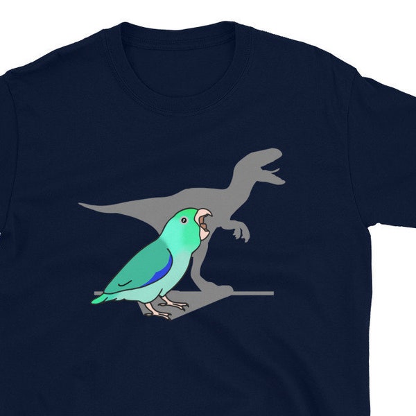 Velociraptor Turquoise Parrotlet T-Shirt, Funny dinosaur parrot tee, Birb memes clothes, Bird lover clothing, Cute parrotlet gift idea