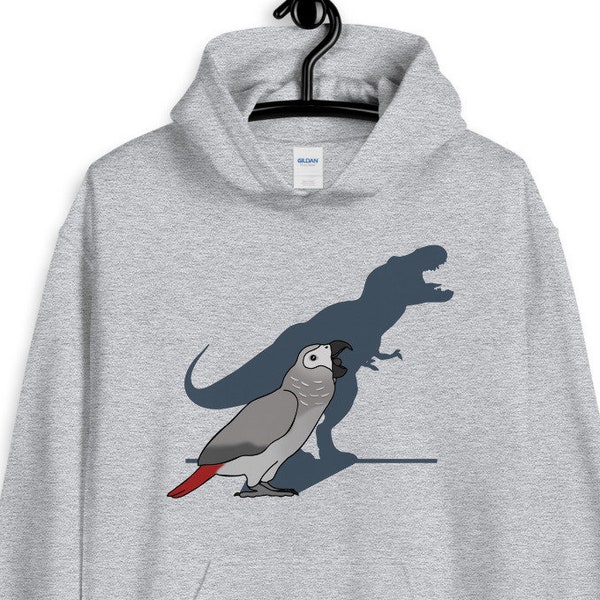 T-rex African Grey Hoodie, Dinosaur parrot Apparel, Birb memes clothes, Funny parrot clothing, CAG congo parrot shirt