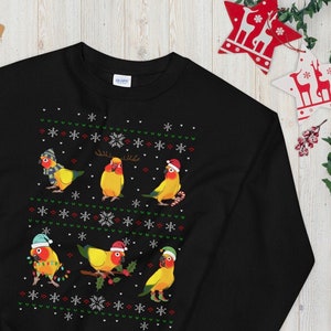 Funny Sun Conure Christmas Sweatshirt: Birb Meme Parrot Owner Gift