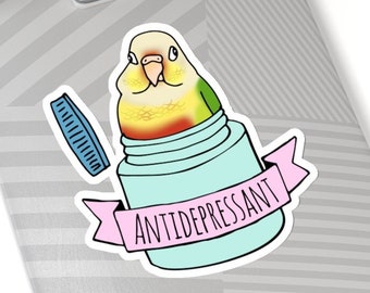 Antidepressant Pineapple Conure Sticker, Funny Bird Lover Gift