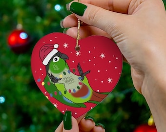 Green Cheek Conure Christmas Ornament, Parrot Holiday Decoration